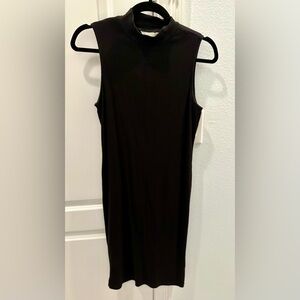 H&M Black Midi Dress Mock Neck Sleeveless